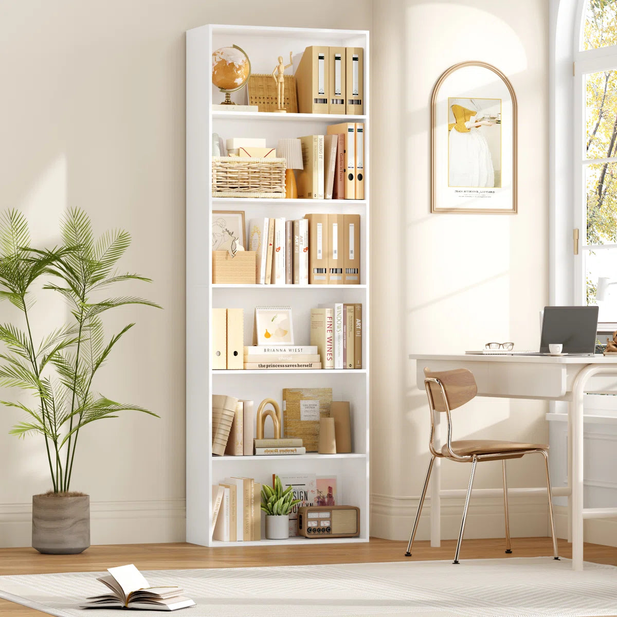 Langner 70.8" H x 23.6" W Standard Bookcase, 6-Tier Open Bookcase and Bookshelf, Freestanding Display Storage Shelves Tall Bookcase for Bedroom, Living Room and Office