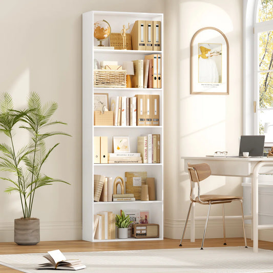 Langner 70.8" H x 23.6" W Standard Bookcase, 6-Tier Open Bookcase and Bookshelf, Freestanding Display Storage Shelves Tall Bookcase for Bedroom, Living Room and Office