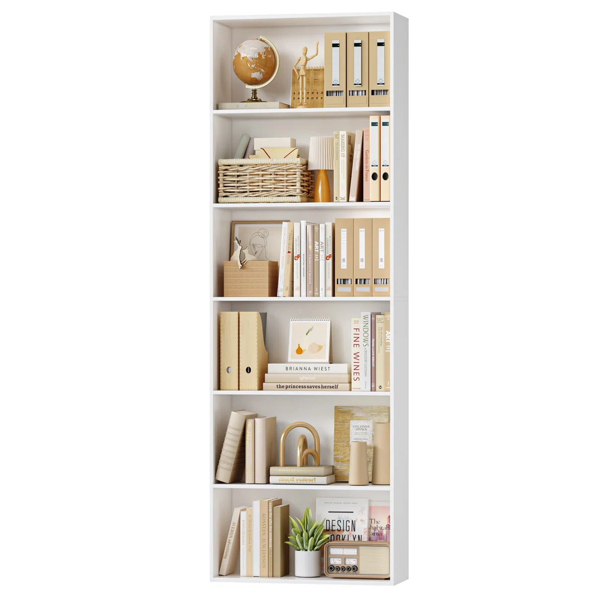 Langner 70.8" H x 23.6" W Standard Bookcase, 6-Tier Open Bookcase and Bookshelf, Freestanding Display Storage Shelves Tall Bookcase for Bedroom, Living Room and Office