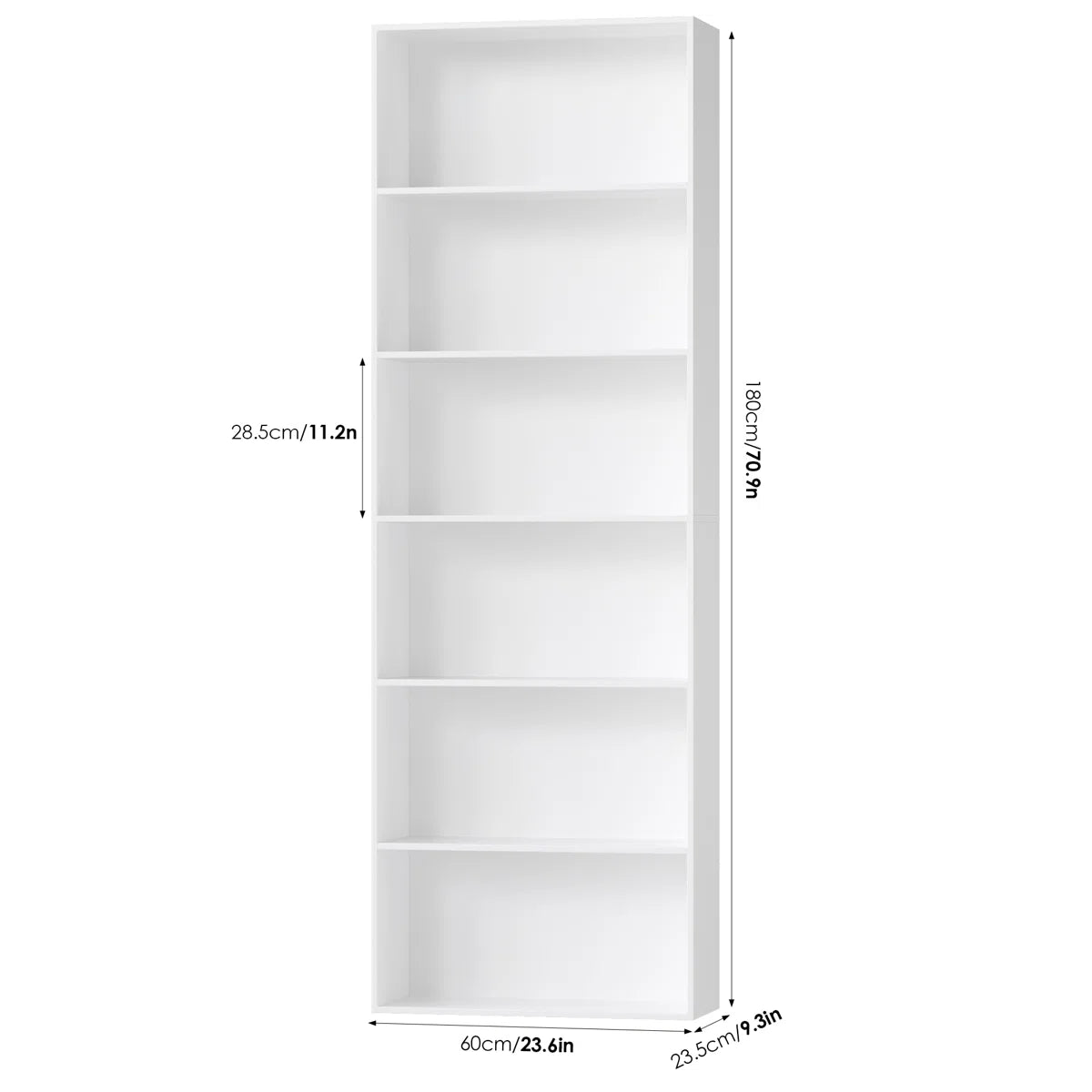 Langner 70.8" H x 23.6" W Standard Bookcase, 6-Tier Open Bookcase and Bookshelf, Freestanding Display Storage Shelves Tall Bookcase for Bedroom, Living Room and Office